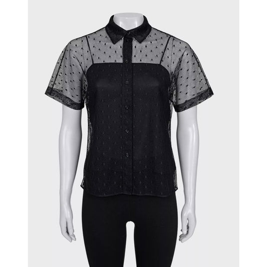 Christian Dior Black Silk Sheer Blouse - Size S Pre-owned