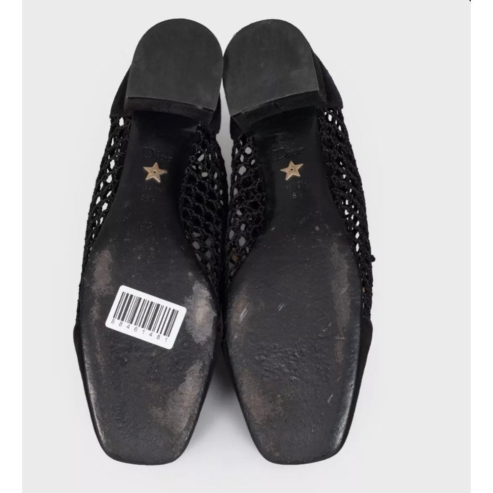 Christian Dior Black Suede Mesh Lace-Up Heels - EU 39 pre-owned