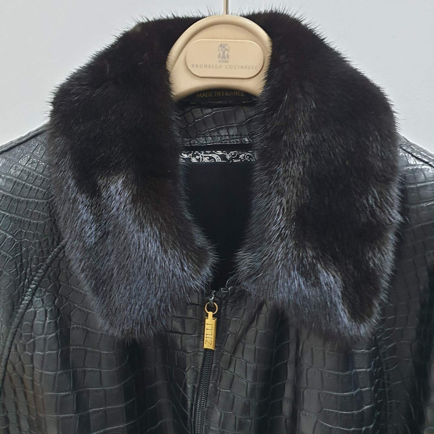Zilli Crocodile Leather Mink Fur Lined Jacket Size 58 Pre-owned