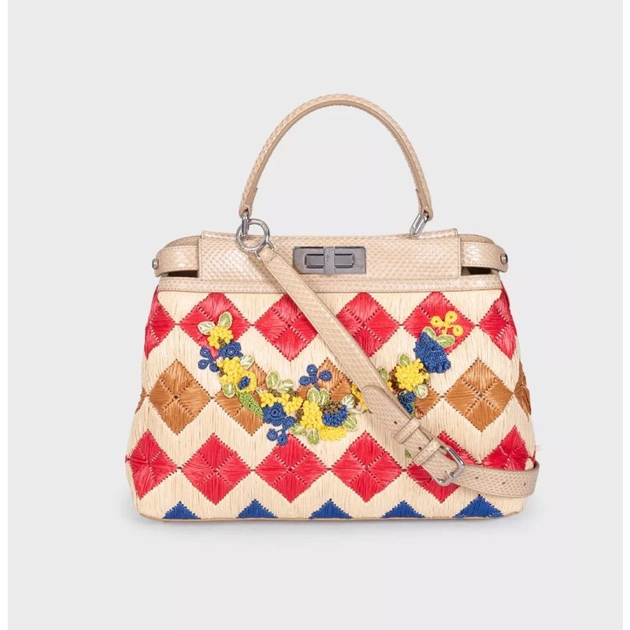 Chic Fendi Medium Raffia Peekaboo X-Tote Bag Pre-owned
