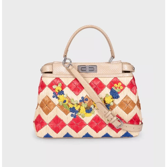 Chic Fendi Medium Raffia Peekaboo X-Tote Bag Pre-owned