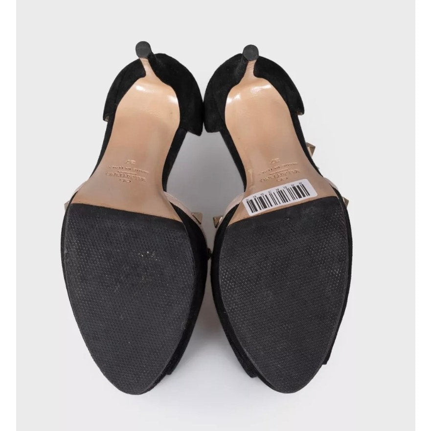 Valentino Black Suede Open Toe Pumps - Sz 37 Pre-owned