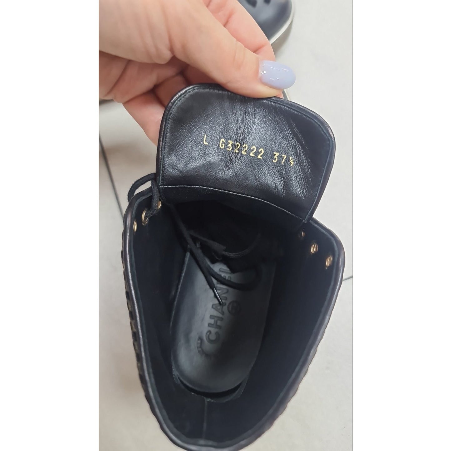 Chanel Lace -Up Glossy High-Top Sneakers  Sz.37,5