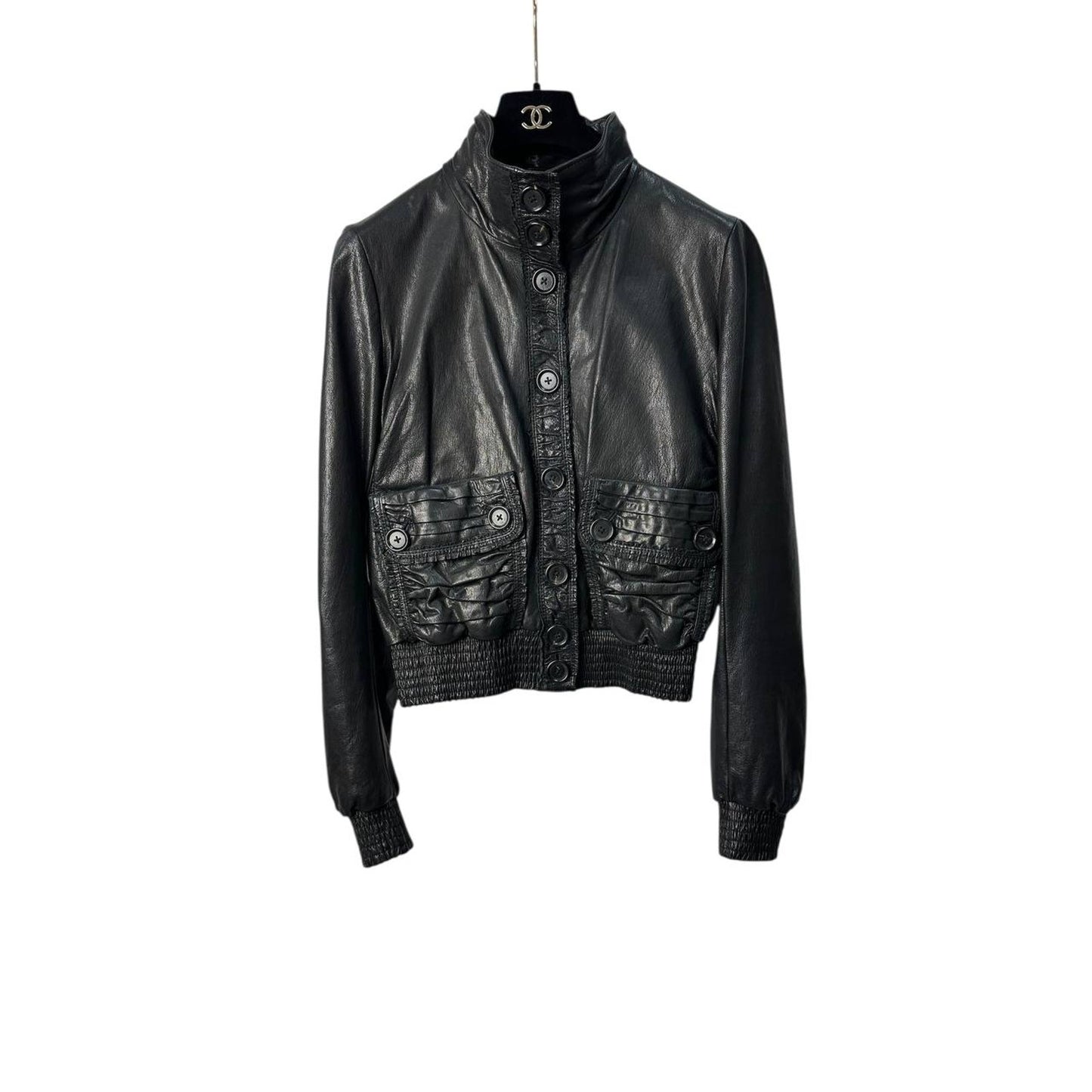 Bottega Veneta Black Leather Jacket Sz.42 Pre-owned