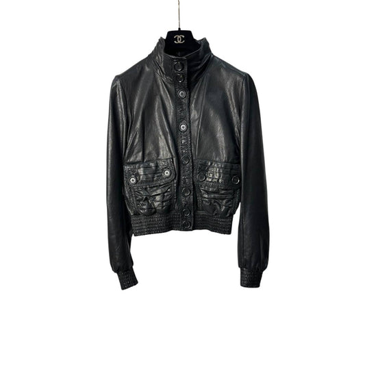 Bottega Veneta Black Leather Jacket Sz.42 Pre-owned