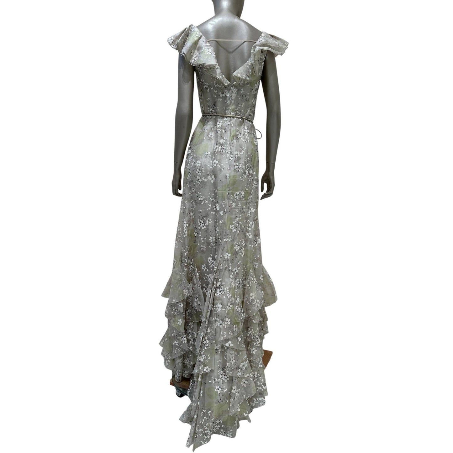 Valentino Ruffled Floral Print Silk Gown US 6 Pre-owned