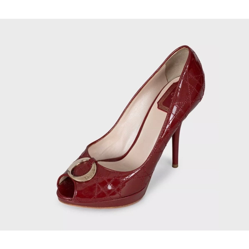 Christian Dior Red Patent Leather Heels - Size 38 pre-owned