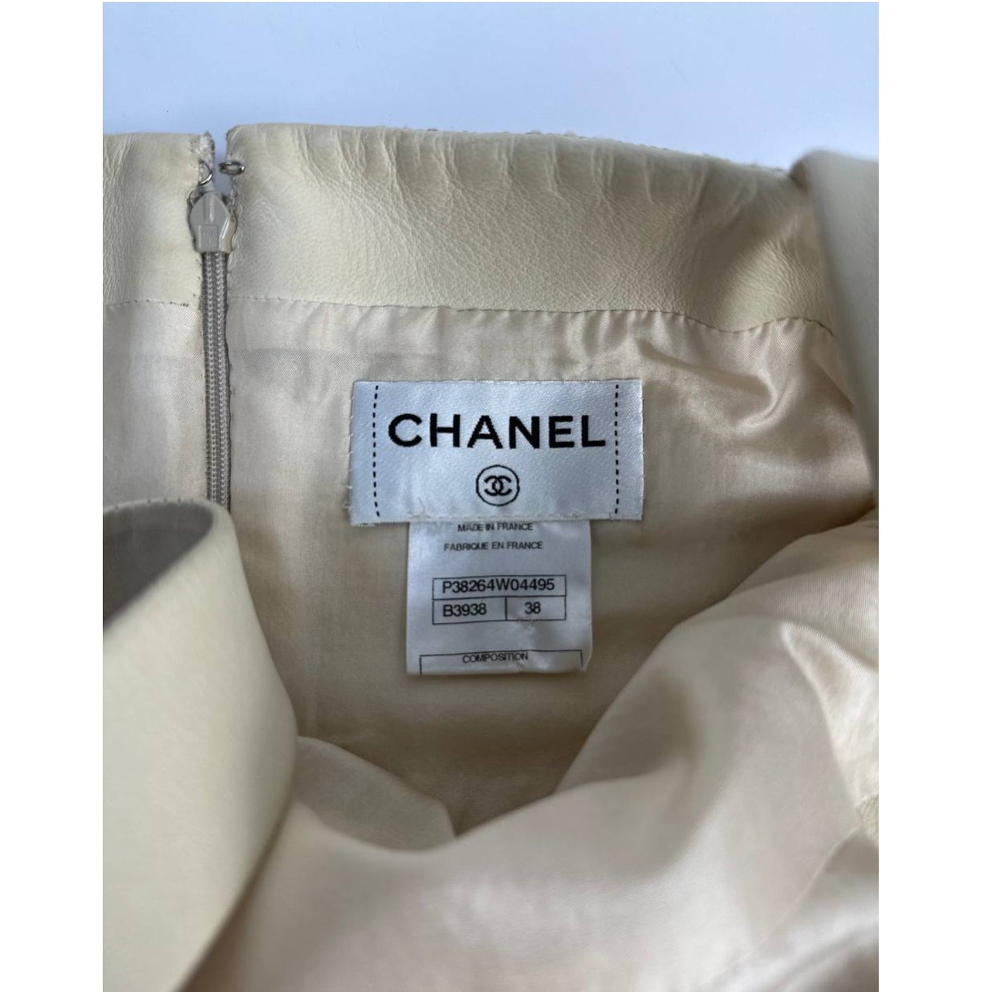 Chanel Spring 2010 Beige Tweed Leather Parts Dress Sz.38 Pre-Owned