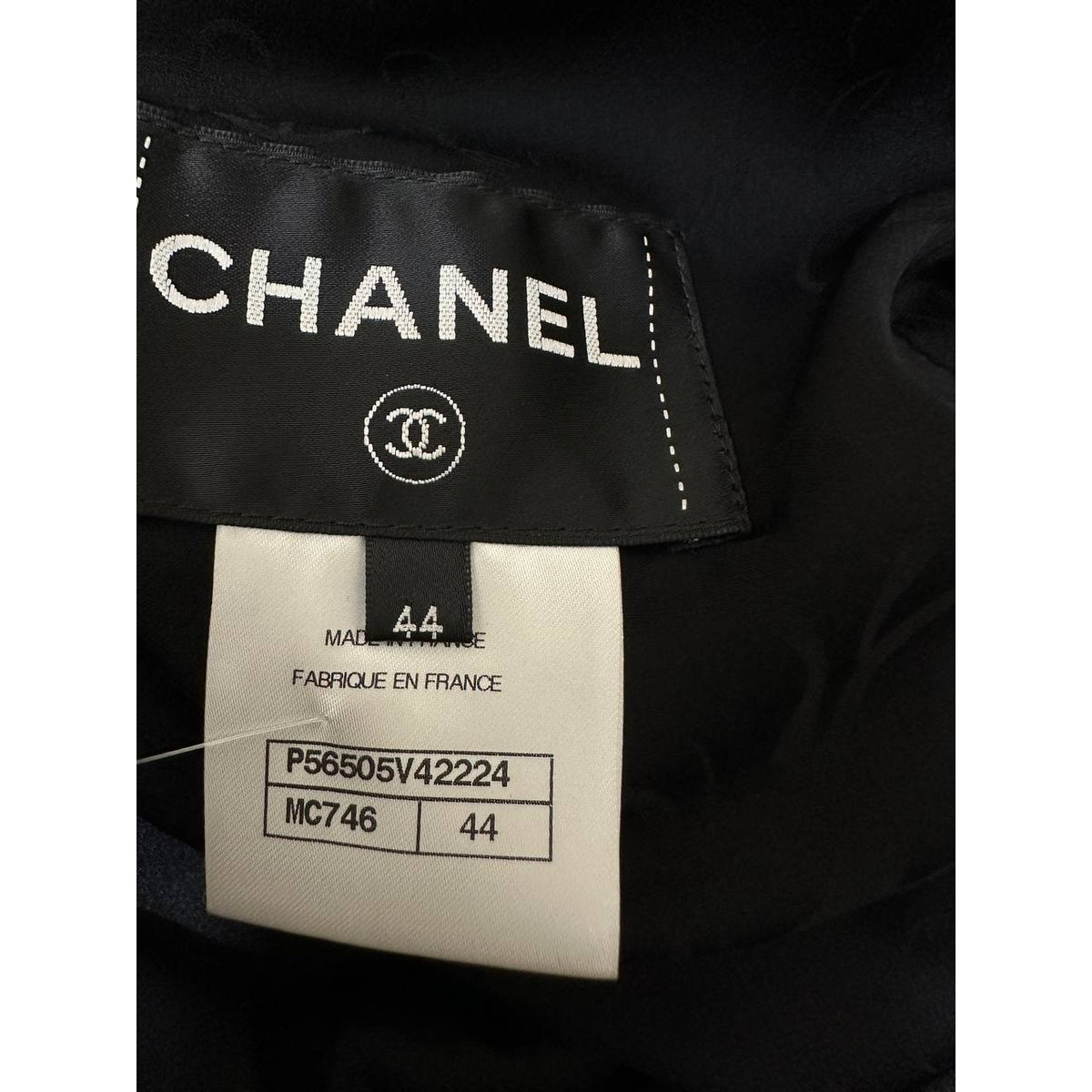 CHANEL FR 44 Black Tweed & Silk Jacket Pre-owned