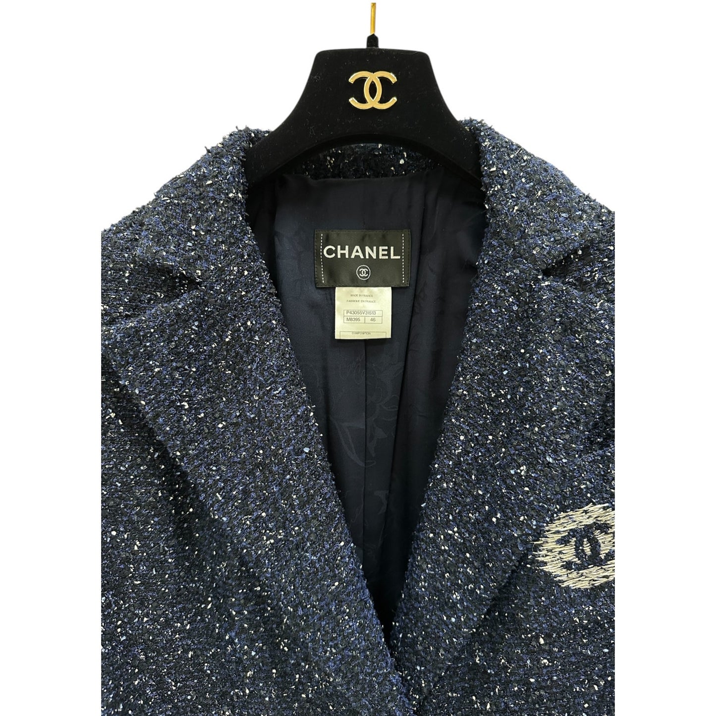 Chanel 2012 Navy Blue Tweed Jacket, Sz.38Pre-owned