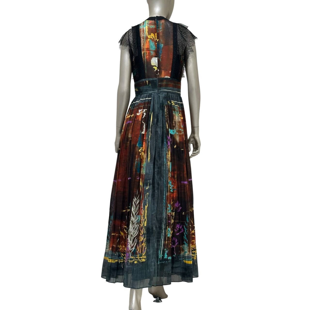Valentino Multicolor Abstract Pleated Maxi Dress - IT 42 Pre-owned