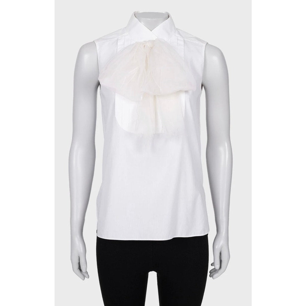 Chanel Vintage White Bow Blouse - Size FR36/S Pre-owned