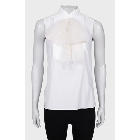Chanel Vintage White Bow Blouse - Size FR36/S Pre-owned