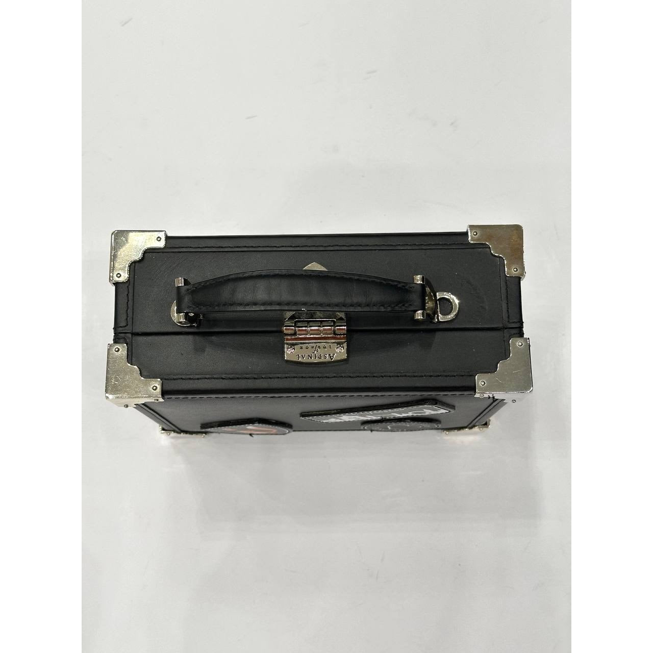 Aspinal of London Black Leather Mini Trunk Bag pre-owned