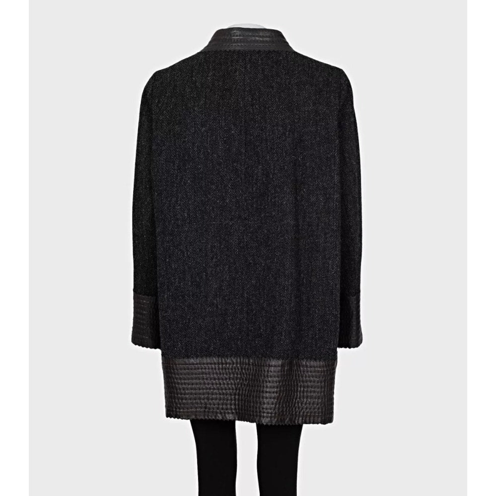 Chanel Black Straight Silver Hardware Coat Sz.XL Pre-owned