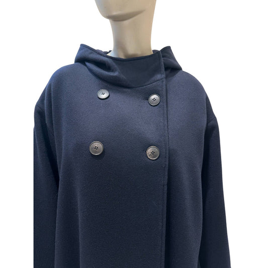 Christian Dior Navy Cashmere Hooded Oversized Coat Sz.38 Pre-owned