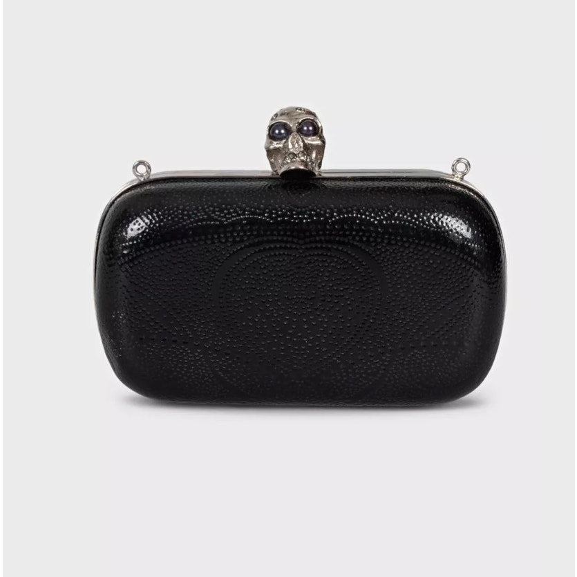 Alexander McQueen Black Leather Skull Clutch Bag Pre-owned