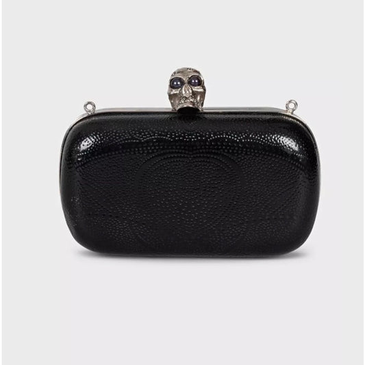 Alexander McQueen Black Leather Skull Clutch Bag Pre-owned