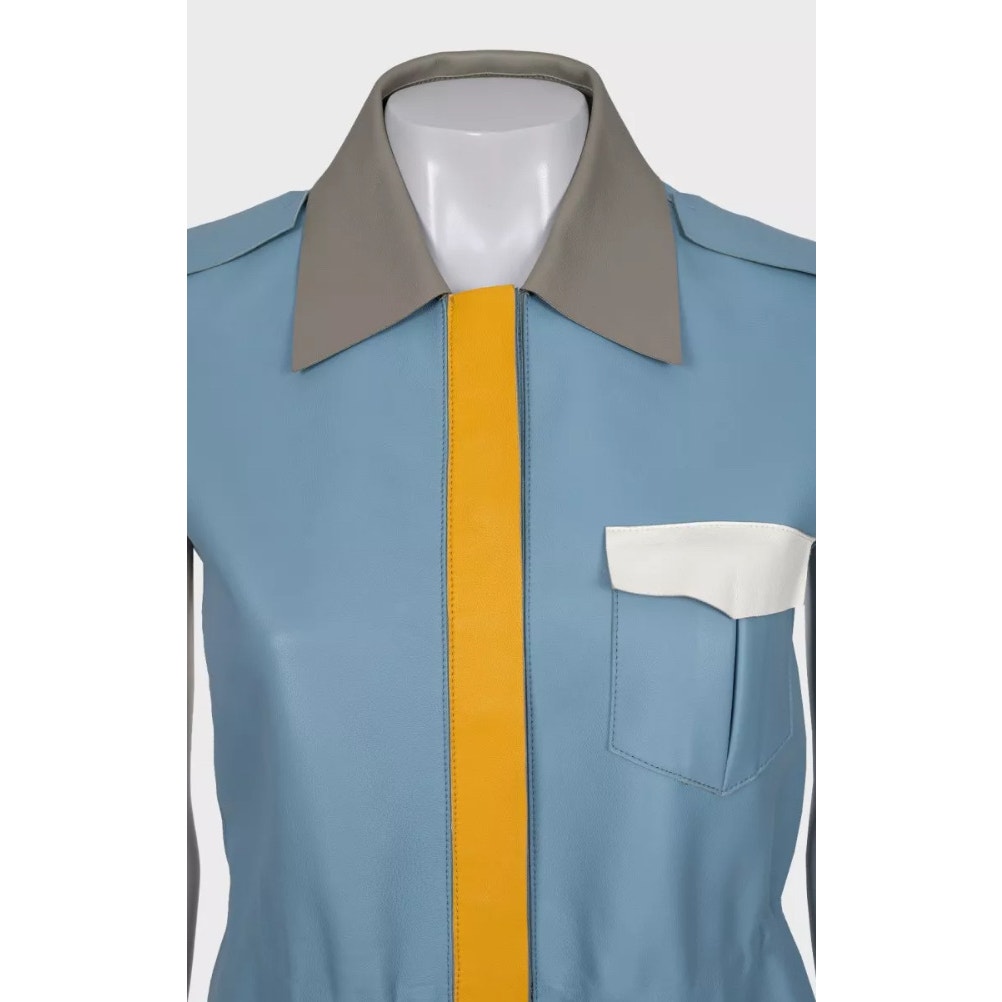 Fendi Blue Leather Multicolor Vest, Size IT40/S Pre-owned