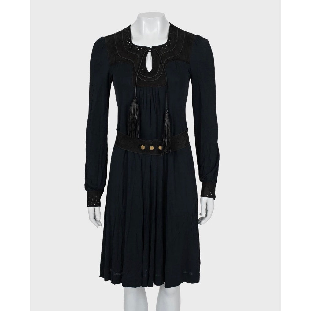 Gucci Blue Fitted Dress with Faux Leather Belt M pre-owned