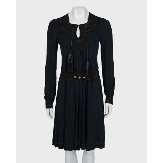 Gucci Blue Fitted Dress with Faux Leather Belt M pre-owned