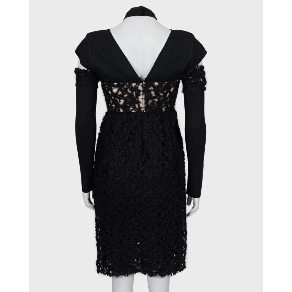 Fendi Black Wool Detachable Sleeves l Dress Sz/40/S Pre-owned