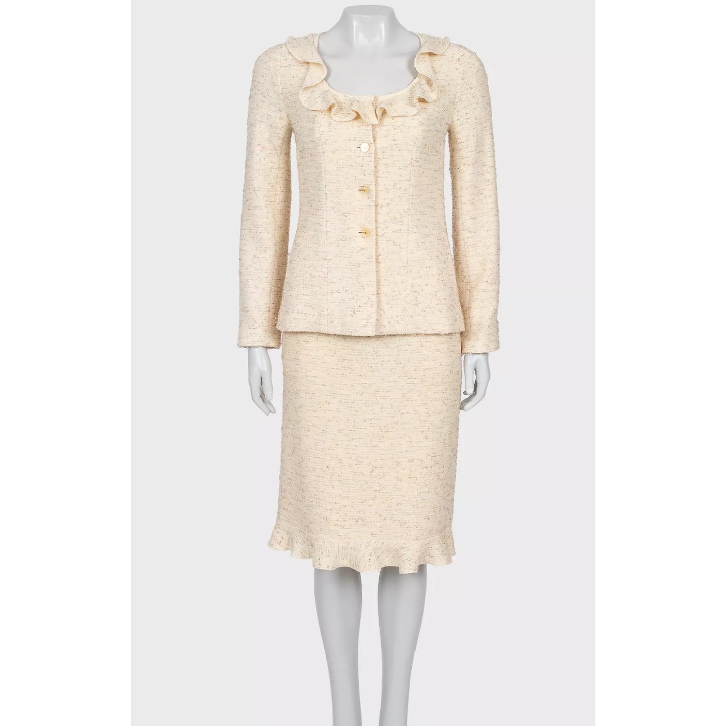 Chanel 1999/2000 Mary Quant Ivory Tweed Suit - Size 36