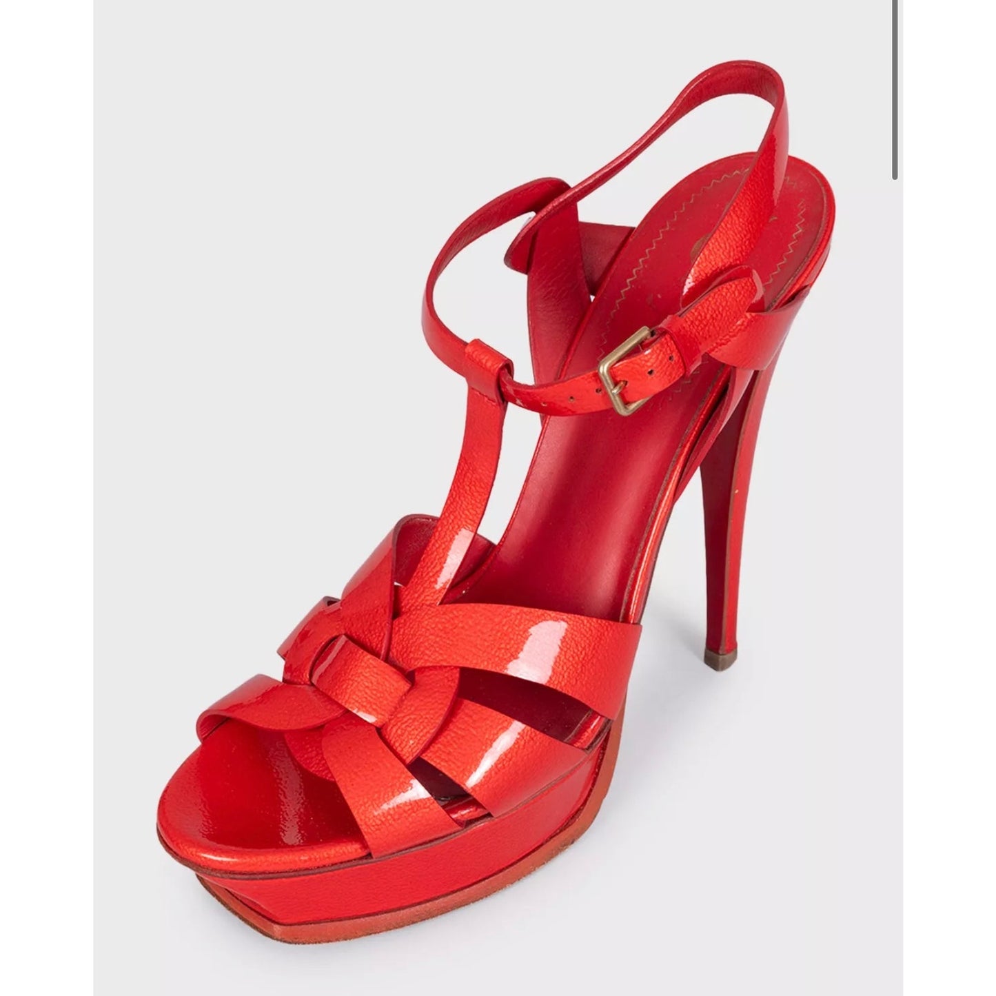 Saint Laurent Red Leather Tribute Sandals - Size 40 pre-owned