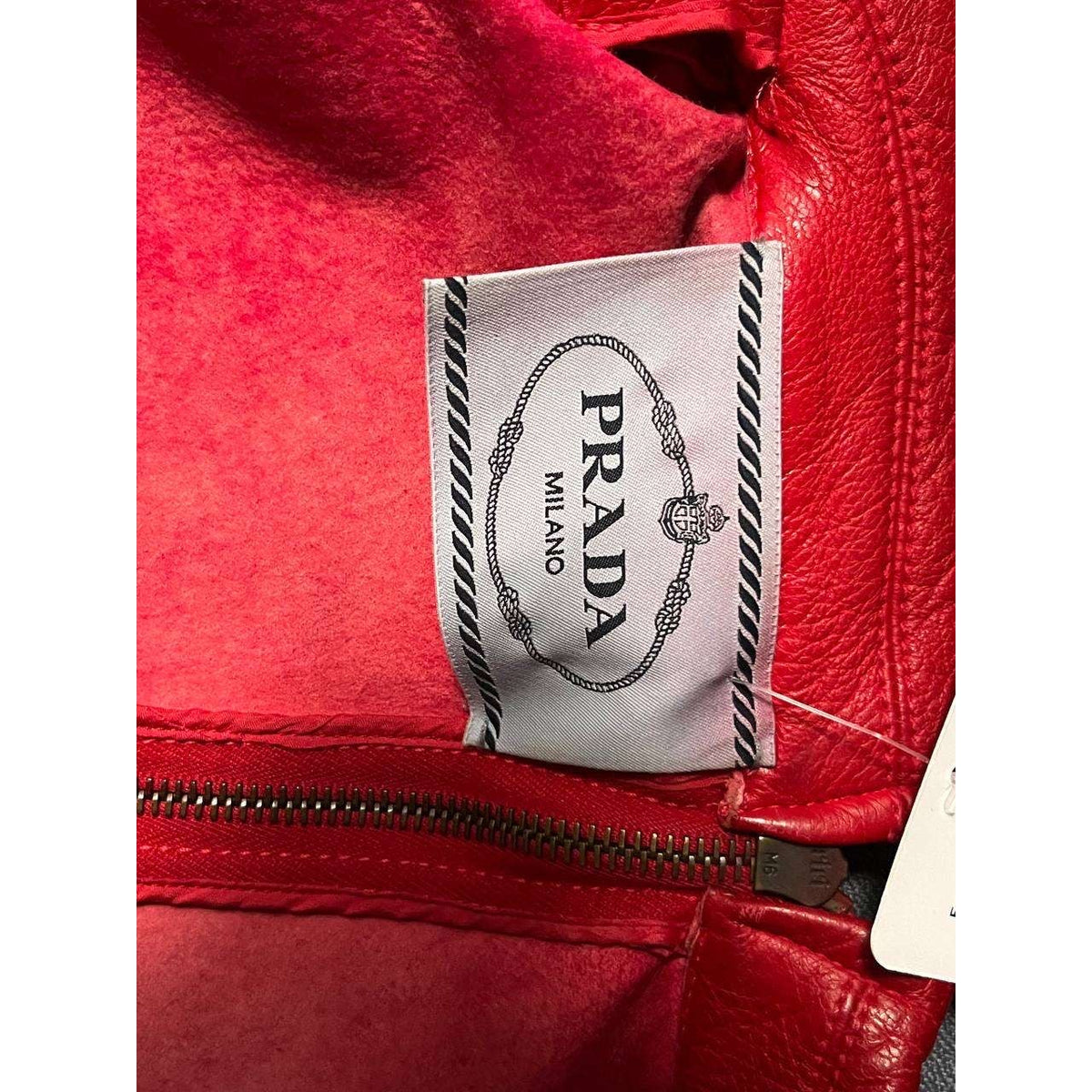 Prada Red Lambskin Cropped Jacket w/ Gold Hardware Sz.42 Pre-owned