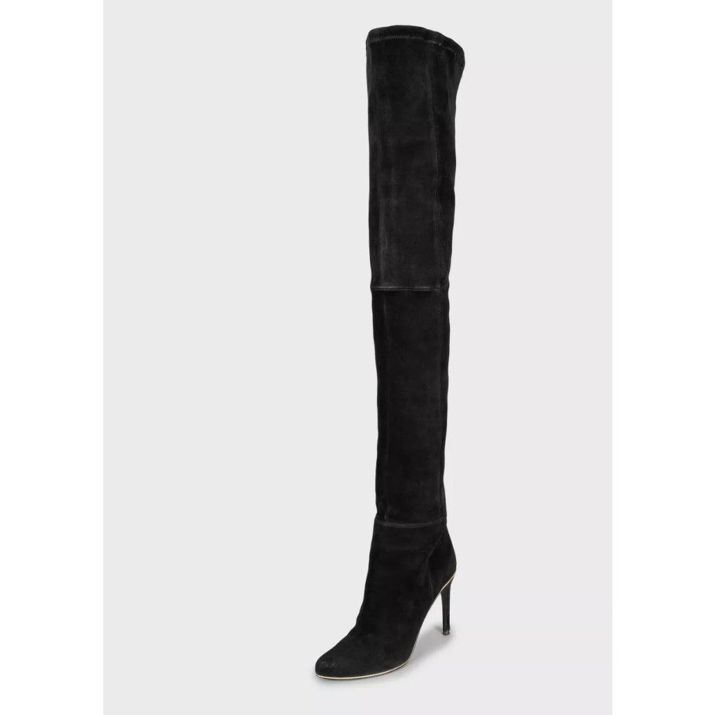 Balmain Blue Suede Over-the-Knee Boots  Sz. 38.5 Pre-owned