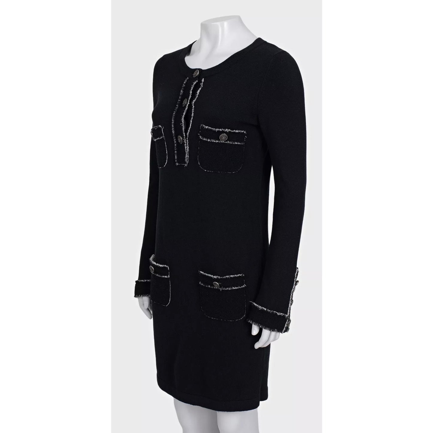 NWOT Chanel Cashmere Dress with Signature Buttons Sz.36 Pre-owned