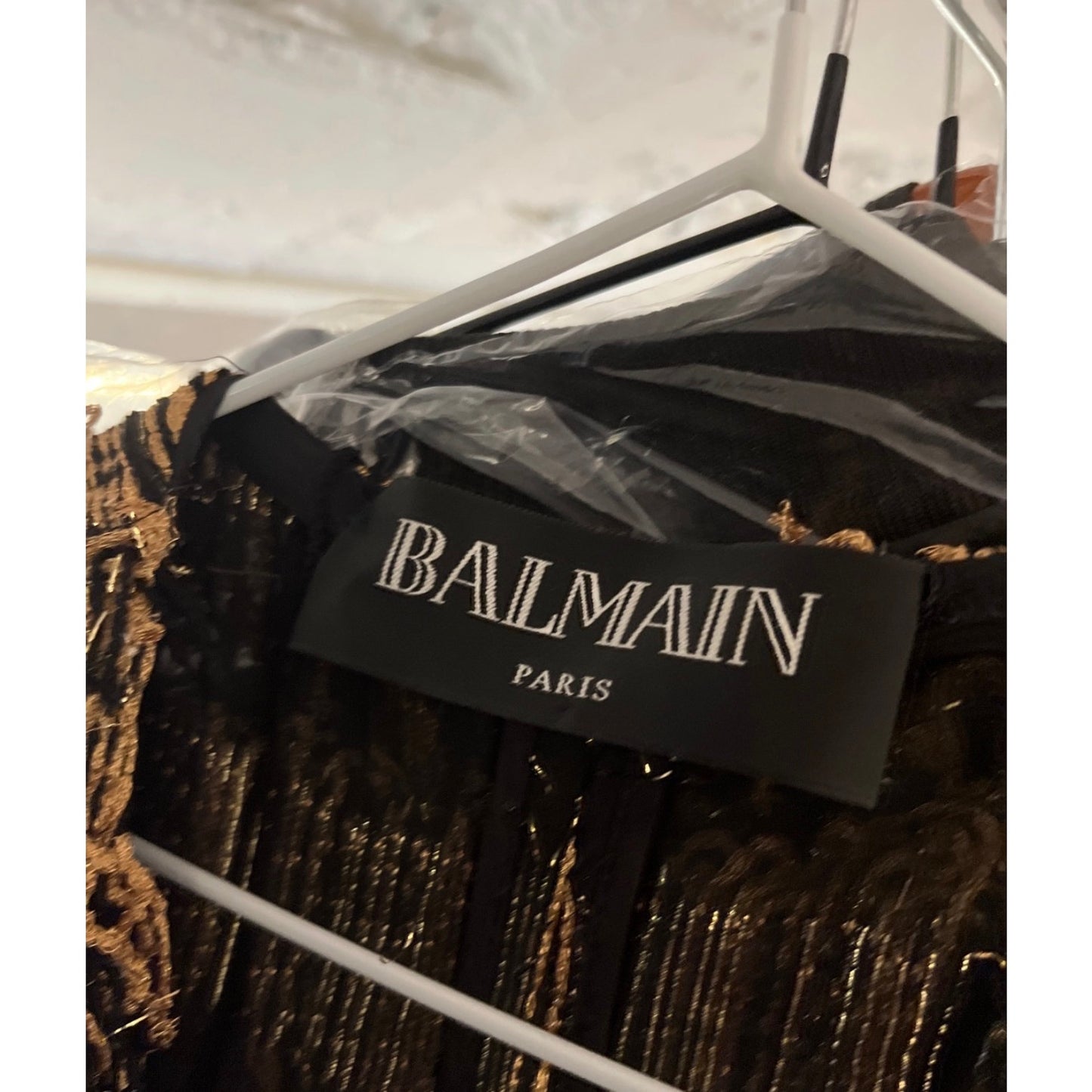 Balmain Long Black Cardigan with Luxurious Gold Fringe Sz.38 pre-owned
