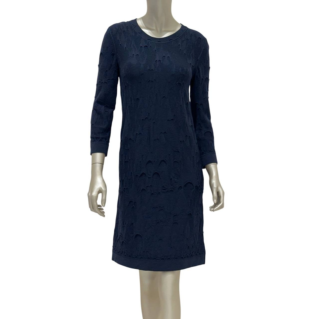 CHANEL Dark Blue Wool Dress Sz.38 pre-owned