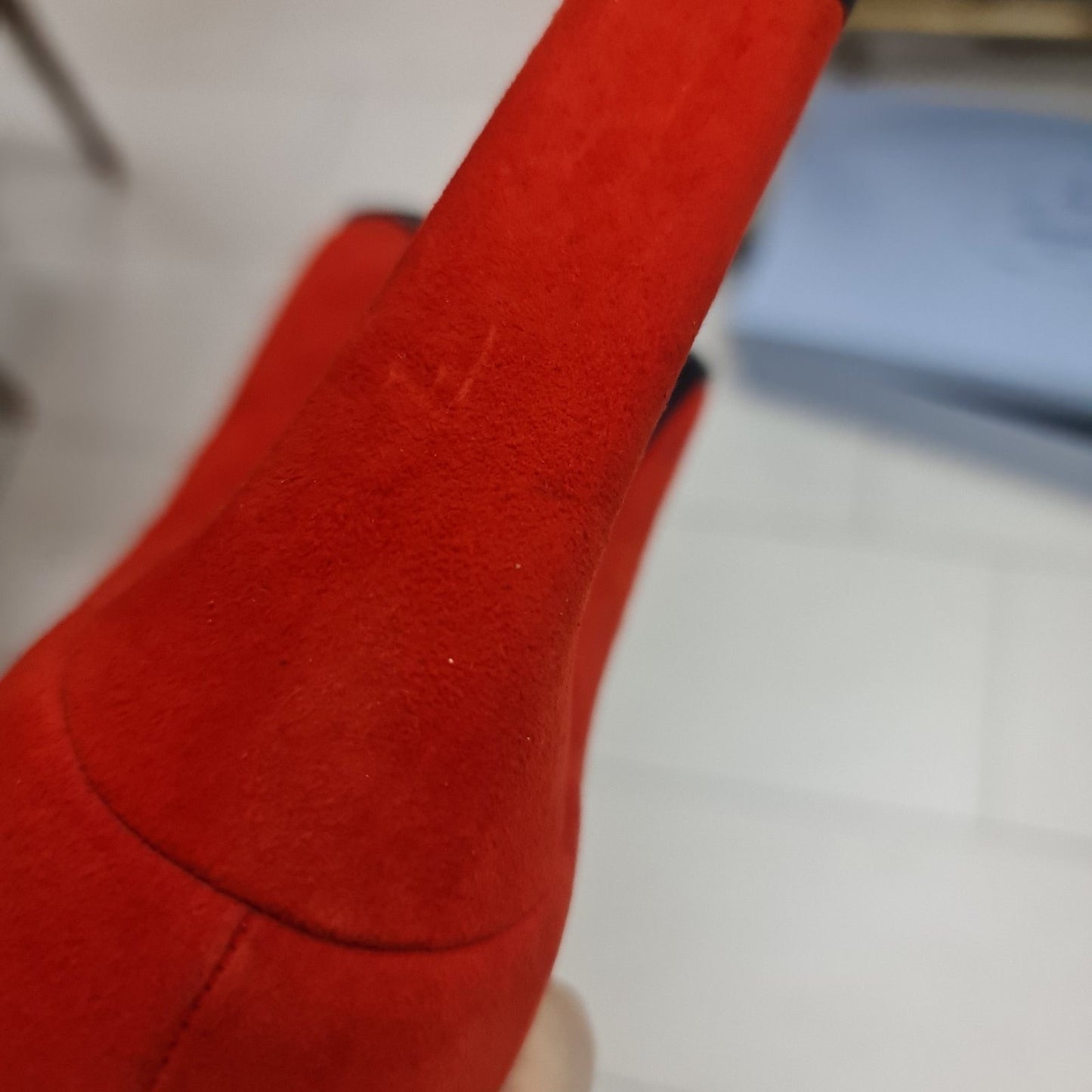 Celine Bright Red Suede Heels Pumps Sz.38 Pre-Owned