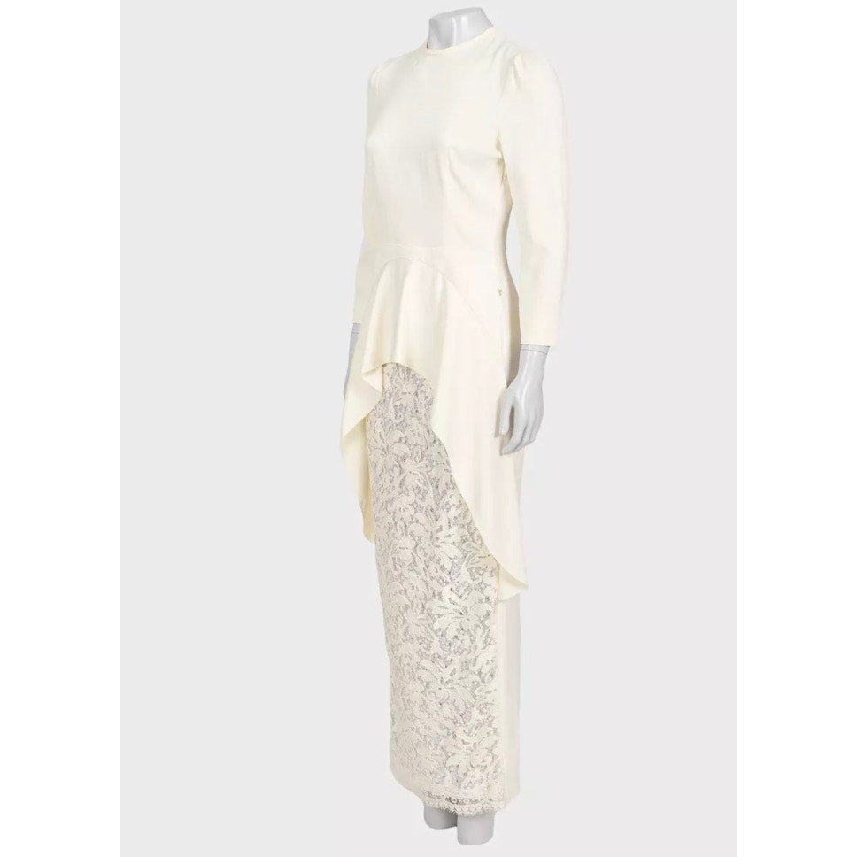 Alessandra Rich White Dress with Elegant Lace Hem Sz.42 Pre-owned