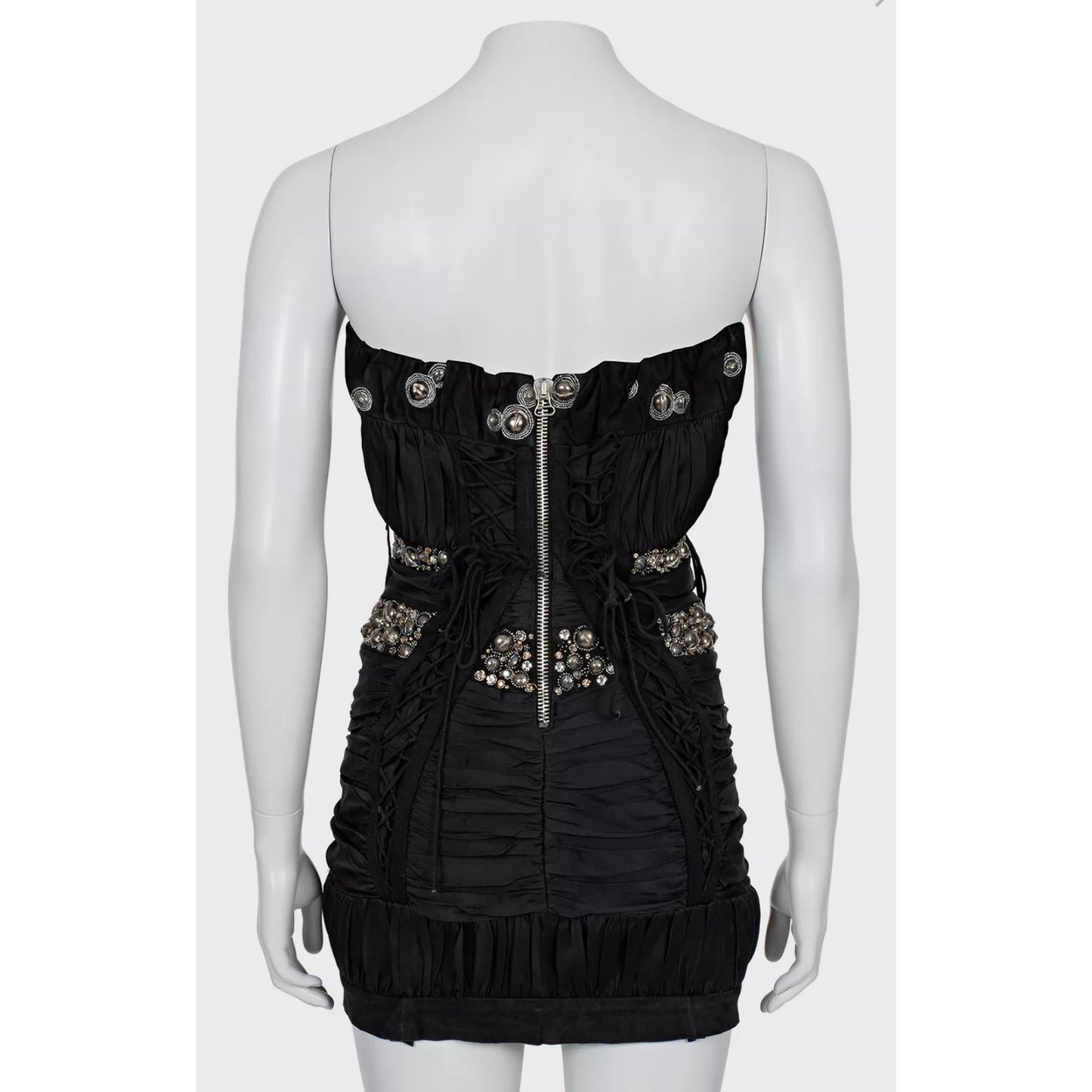 Balmain Black Silk Crystal Embellished Mini Dress іяю36/S Pre-owned