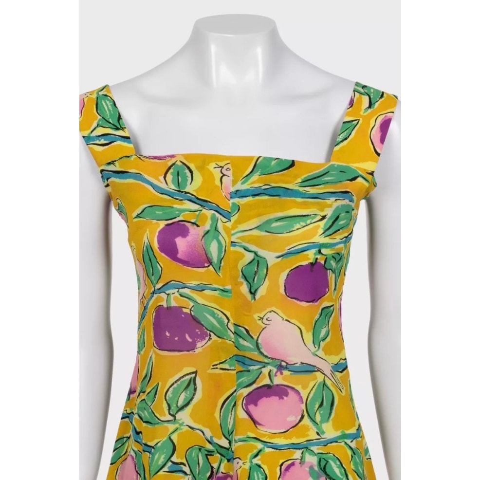 NWOT Dolce & Gabbana Yellow Silk Printed Dress - Size S Pre-owned