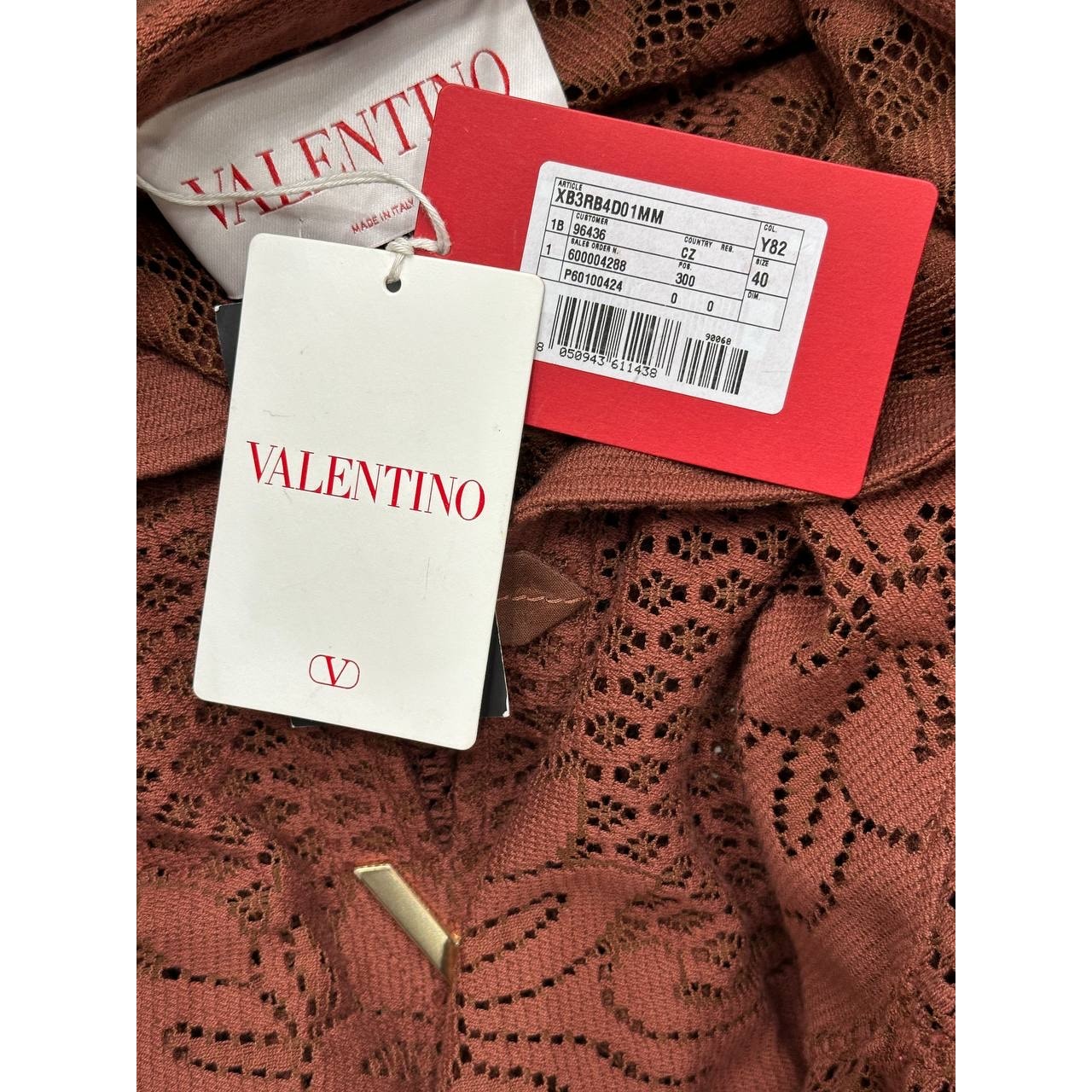 NWT Valentino Brown Laser-Cut Leather Two-Piece Set IT40 pre-owned