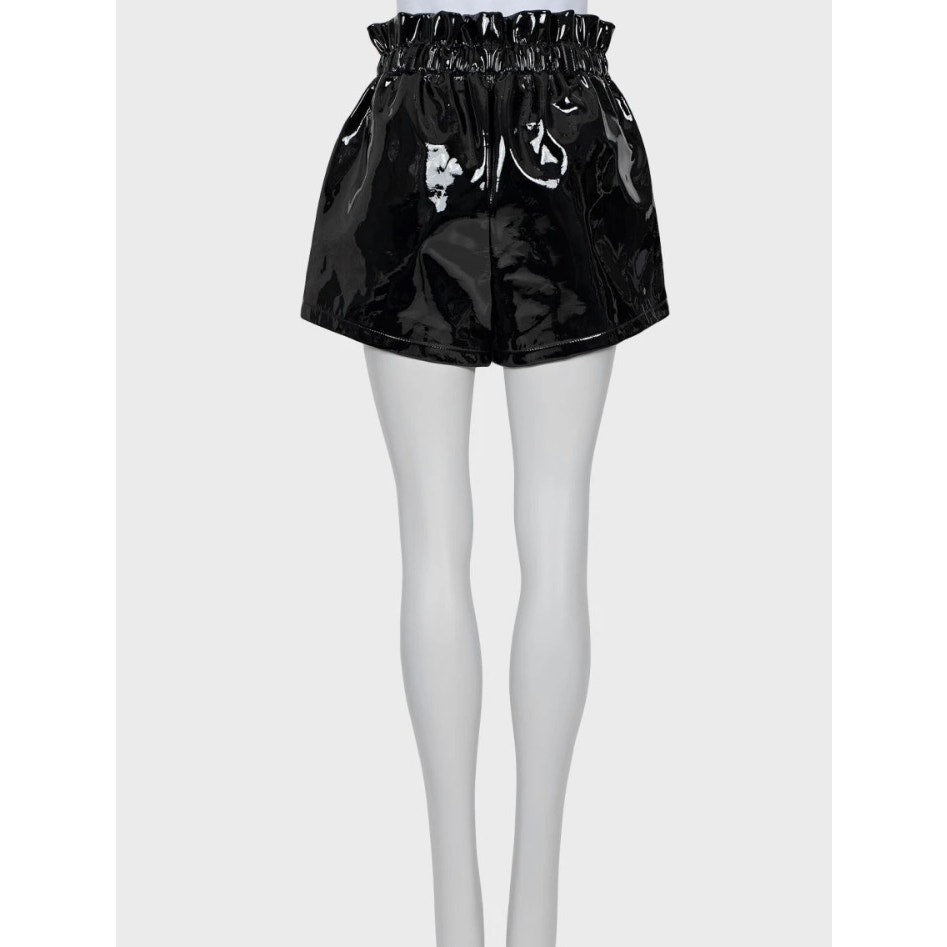 Saint Laurent Black Patent Leather Shorts with Belt -38/M Pre-owned