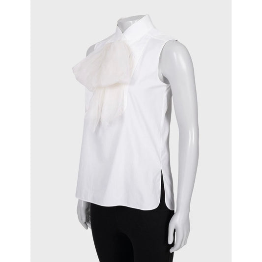 Chanel Vintage White Bow Blouse - Size FR36/S Pre-owned