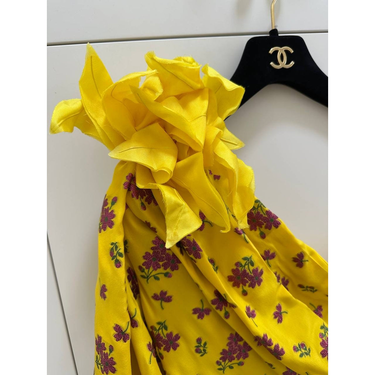 Gucci SS2008 Yellow Floral One-Shoulder Dress Sz.42 Pre-owned