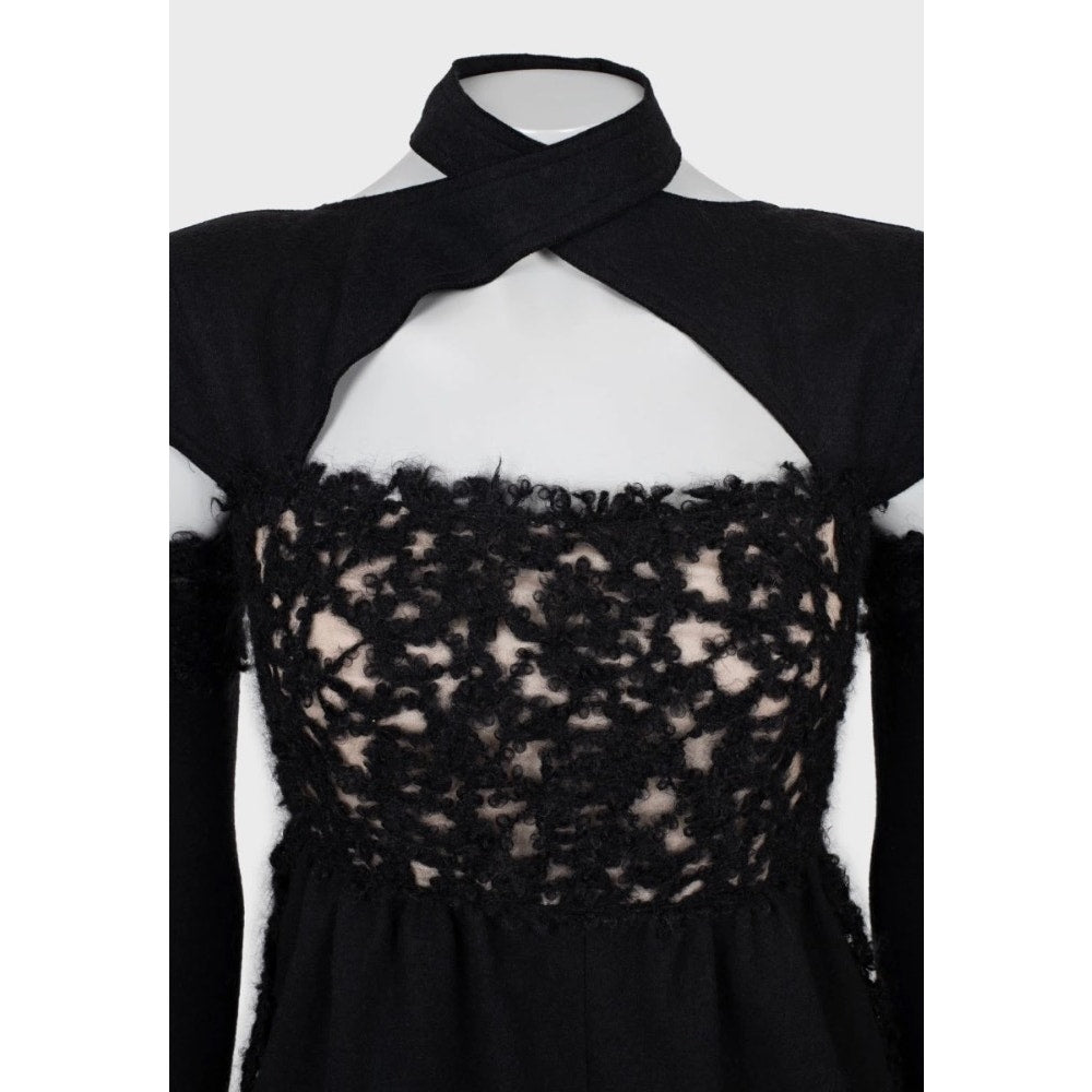 Fendi Black Wool Detachable Sleeves l Dress Sz/40/S Pre-owned