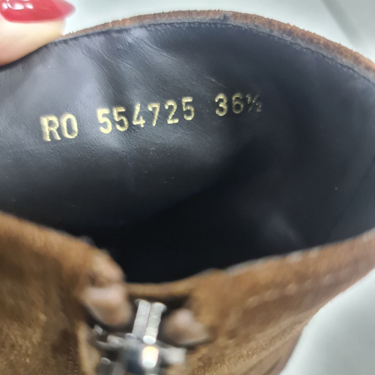 SAINT LAURENT Brown Suede WEST HARNESS Western Ankle Boots Sz.38.5 Pre-owned