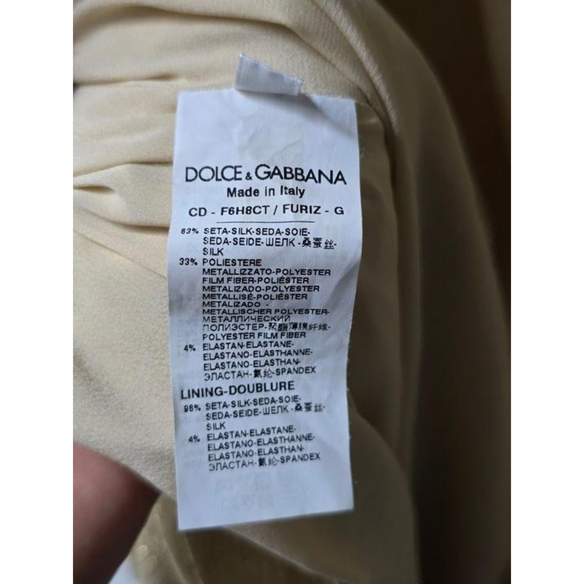 Dolce & Gabbana Gold Draped Fitted Dress - IT 46 / XL Pre-owned