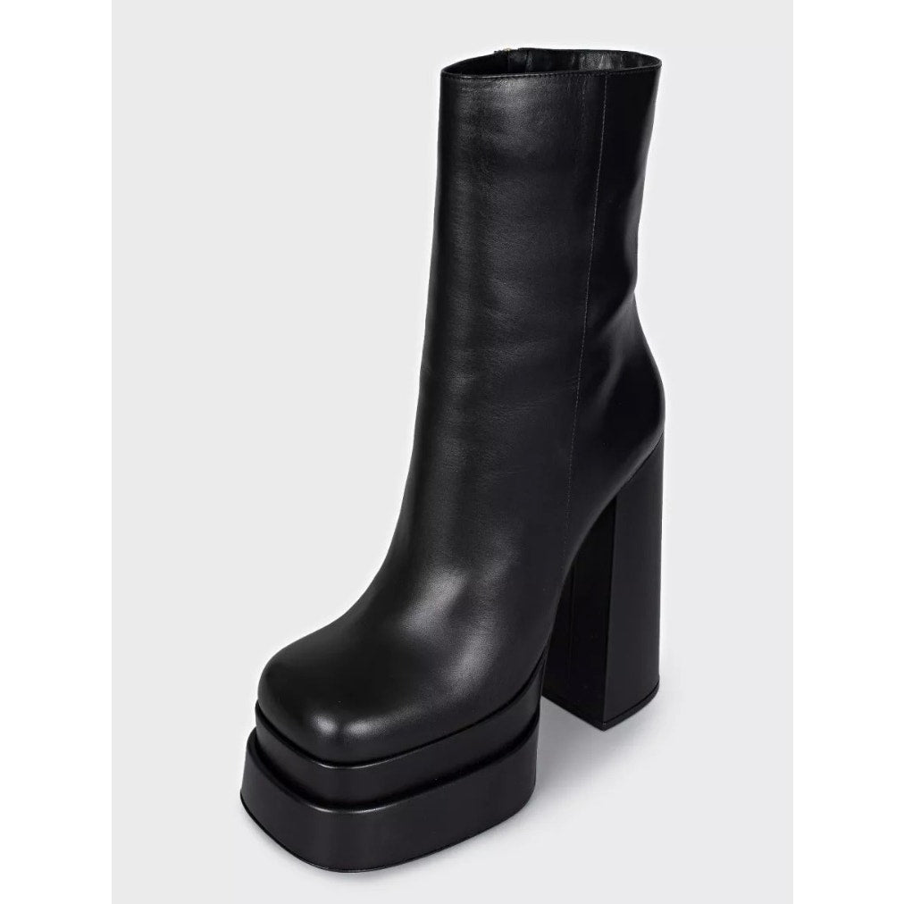NWB Versace Intrico Black Leather Ankle Boots Sz.41 pre-owned