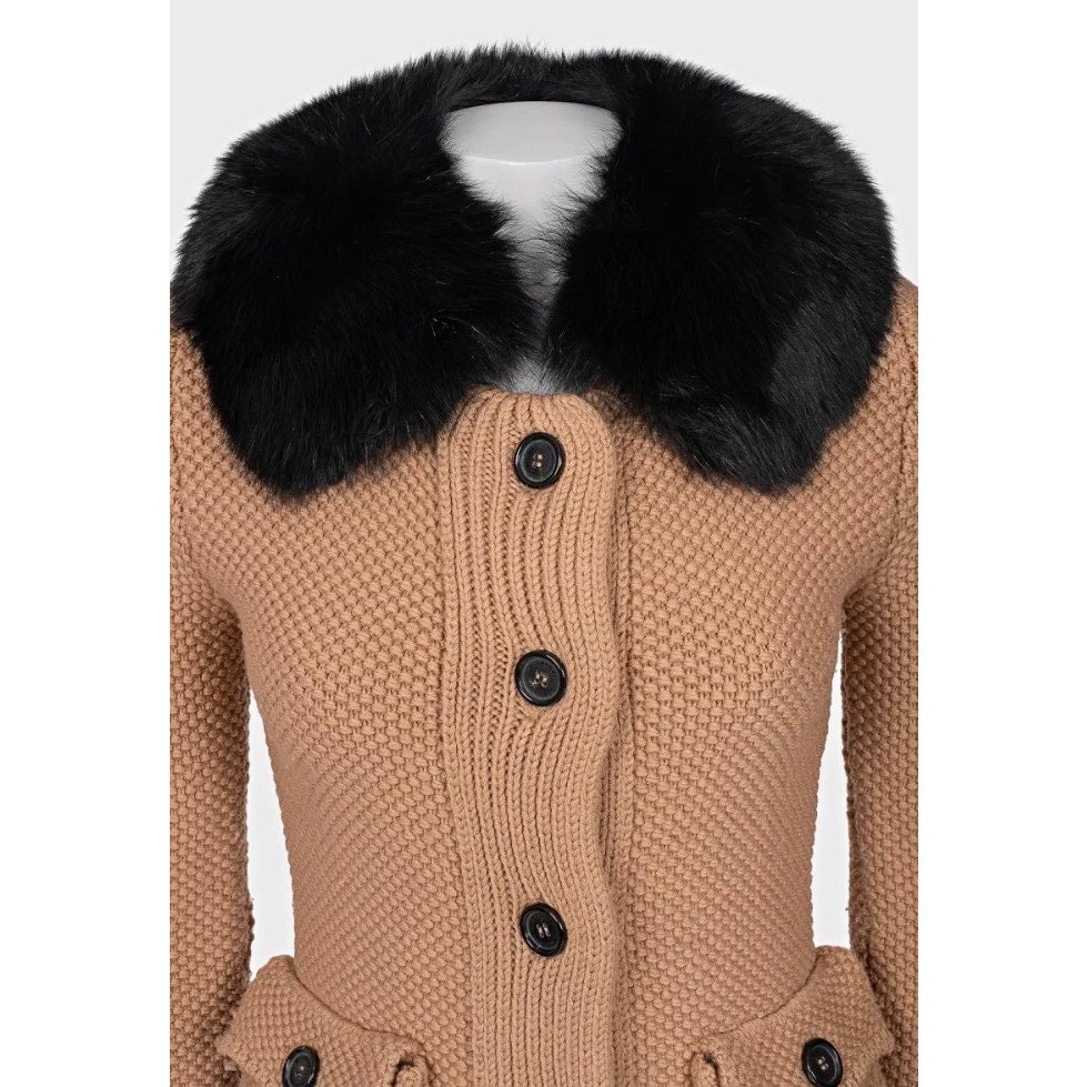 Burberry Brown Wool Cardigan with Detachable CollarSz.XS Pre-owned