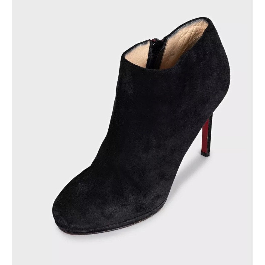 Christian Louboutin Black Suede Ankle Boots Size 38 Pre-owned