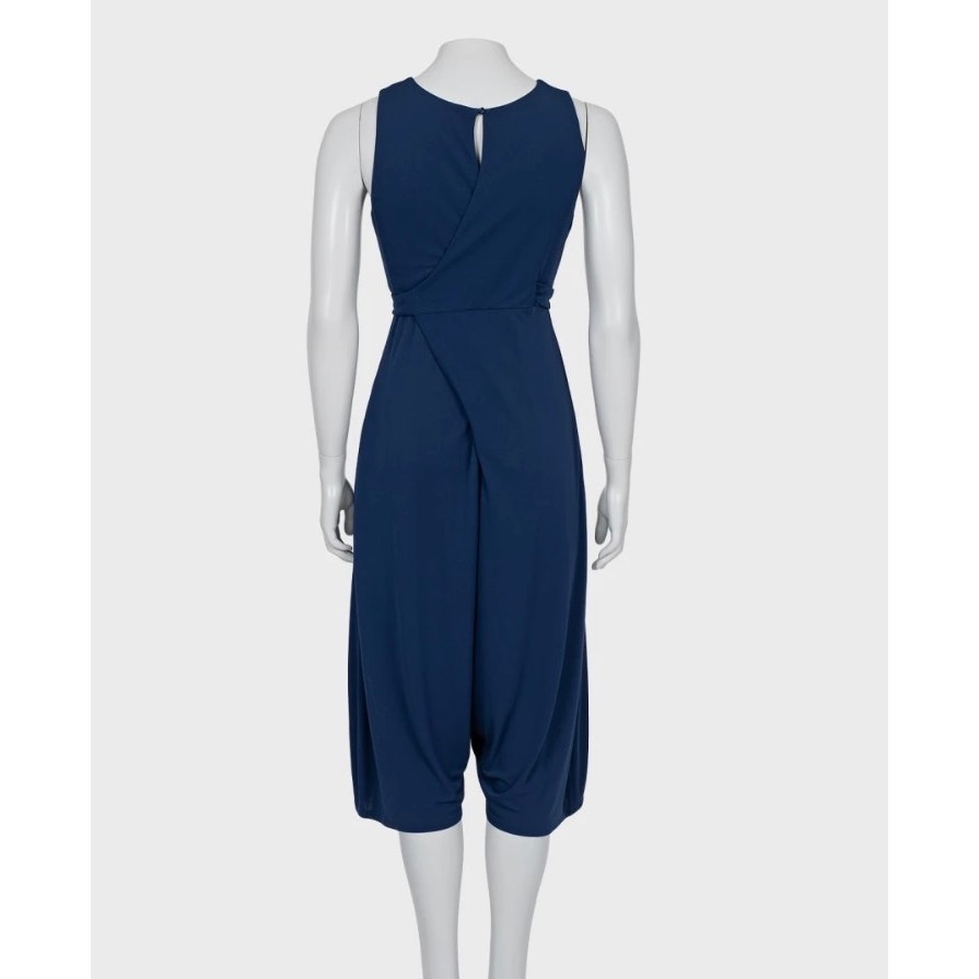 Saint Laurent Blue Viscose Tie Waist Jumpsuit - Size M pr-owned
