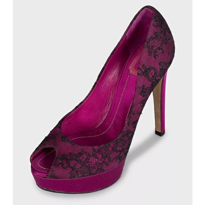 Christian Dior Lace Peep-Toe Pumps – Size 37.5 pre-owned