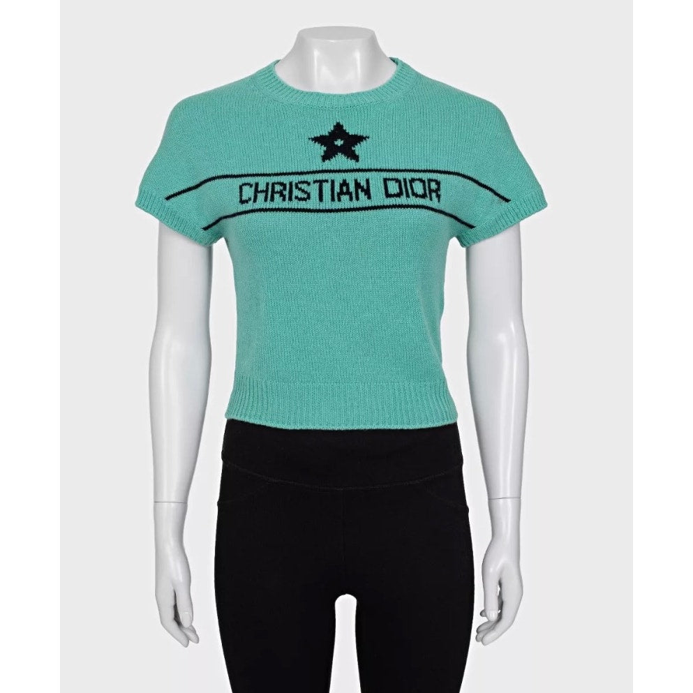 Christian Dior Green Cashmere Signature Top Sz.36/S Pre-owned
